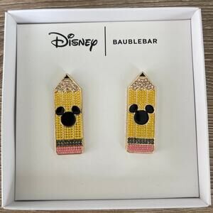 Disney BaubleBar Mickey Pencil Stud Earrings School Jewelry Gift NEW Teacher